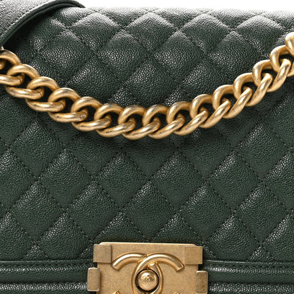 Chanel Caviar Quilted Medium Boy Flap Dark Green 8 of 10