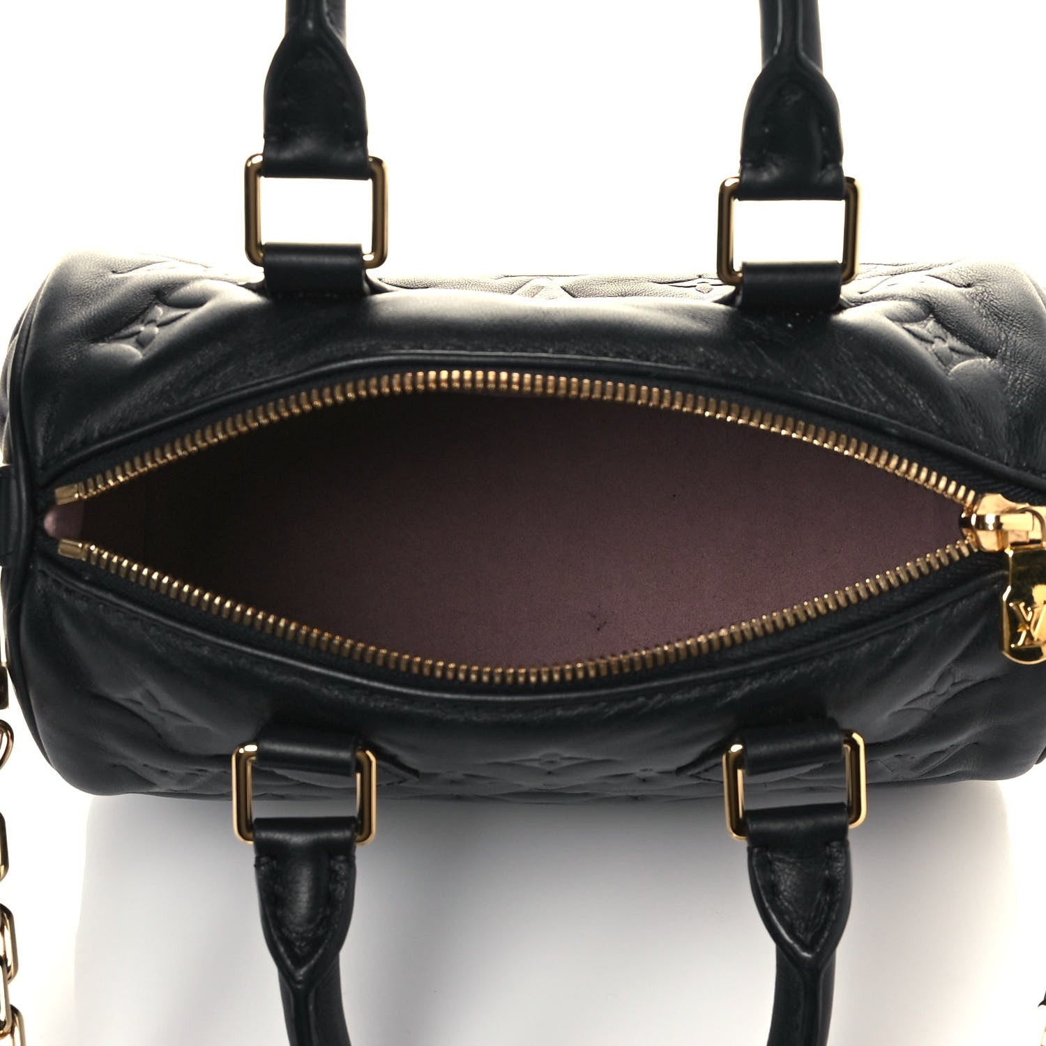 Louis Vuitton Lambskin Embossed Monogram Speedy 22 Bandouliere Black 5 of 12