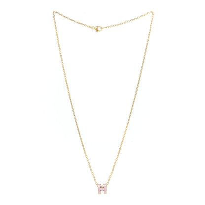 Hermes Lacquered Gold Mini Pop H Pendant Necklace Rose Dragee 3 of 5
