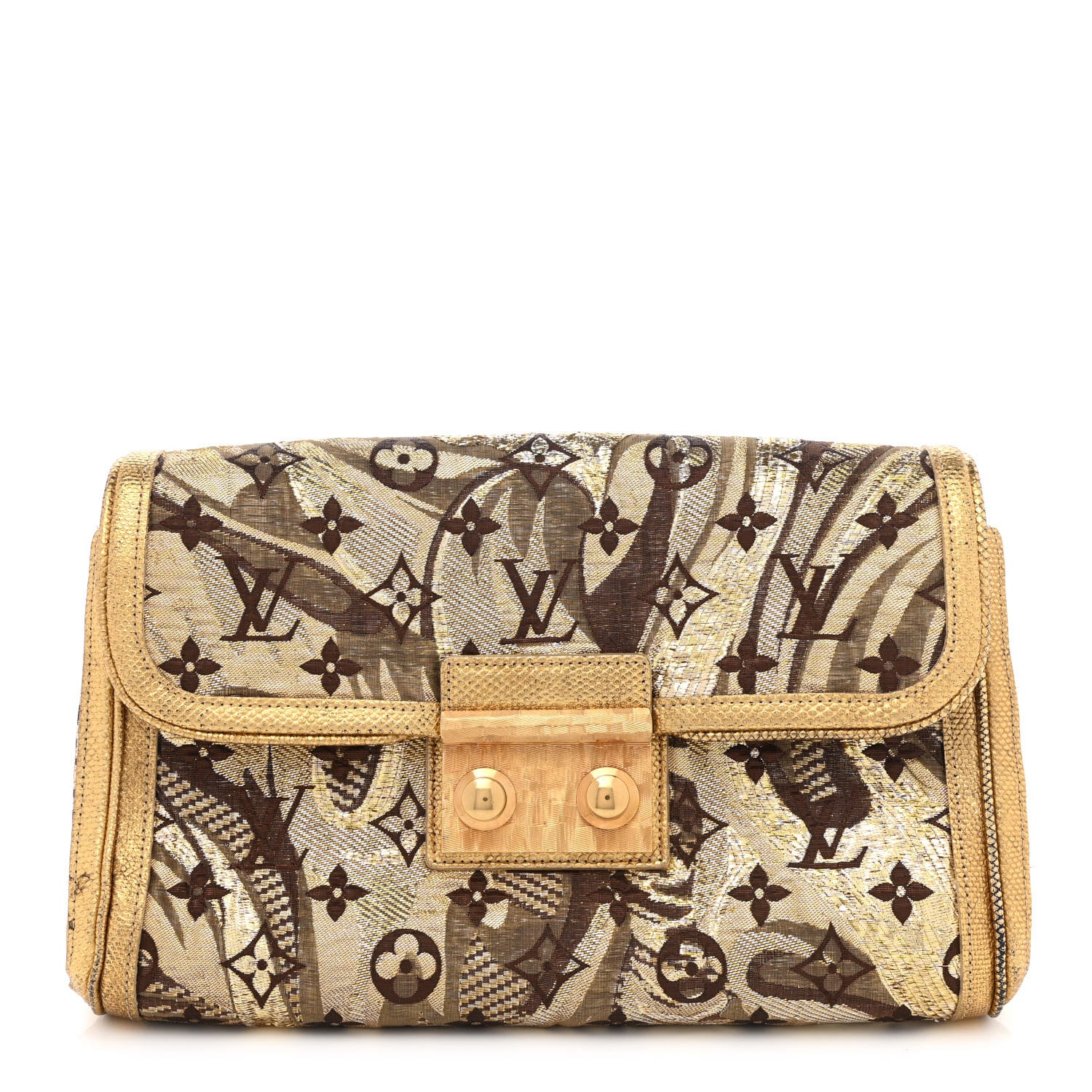 Louis Vuitton Monogram Brocade Thalie Clutch Gold 1 of 22