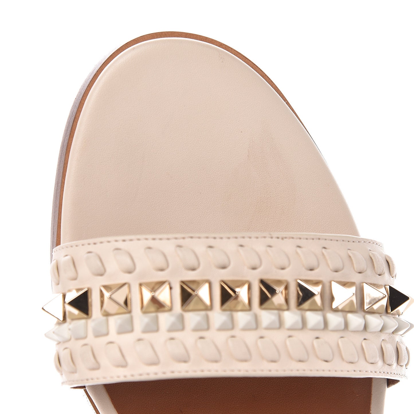 Nappa Rockstud Ankle Strap Flat Sandals 40 Ivory