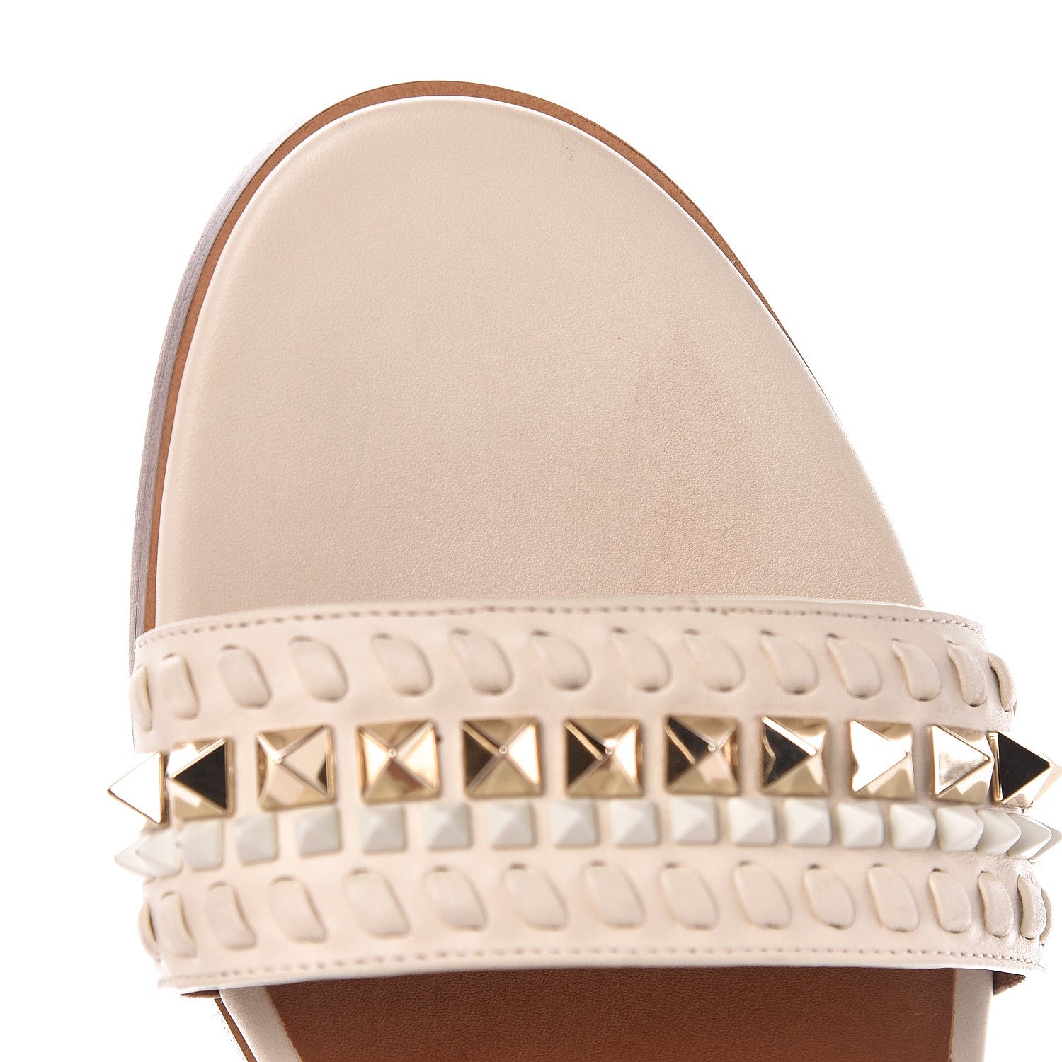 Valentino Garavani Nappa Rockstud Ankle Strap Flat Sandals 40 Ivory 10 of 10