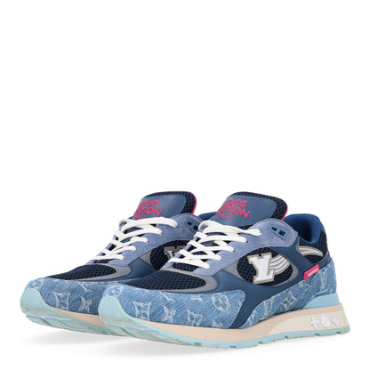 Louis Vuitton Monogram Denim Mesh Mens Run Away Sneakers 10 Blue 7 of 10