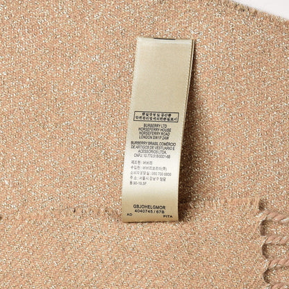 Burberry Metallic Polyester Cashmere Giant Check Reversible Fringe Scarf Camel 6 of 6