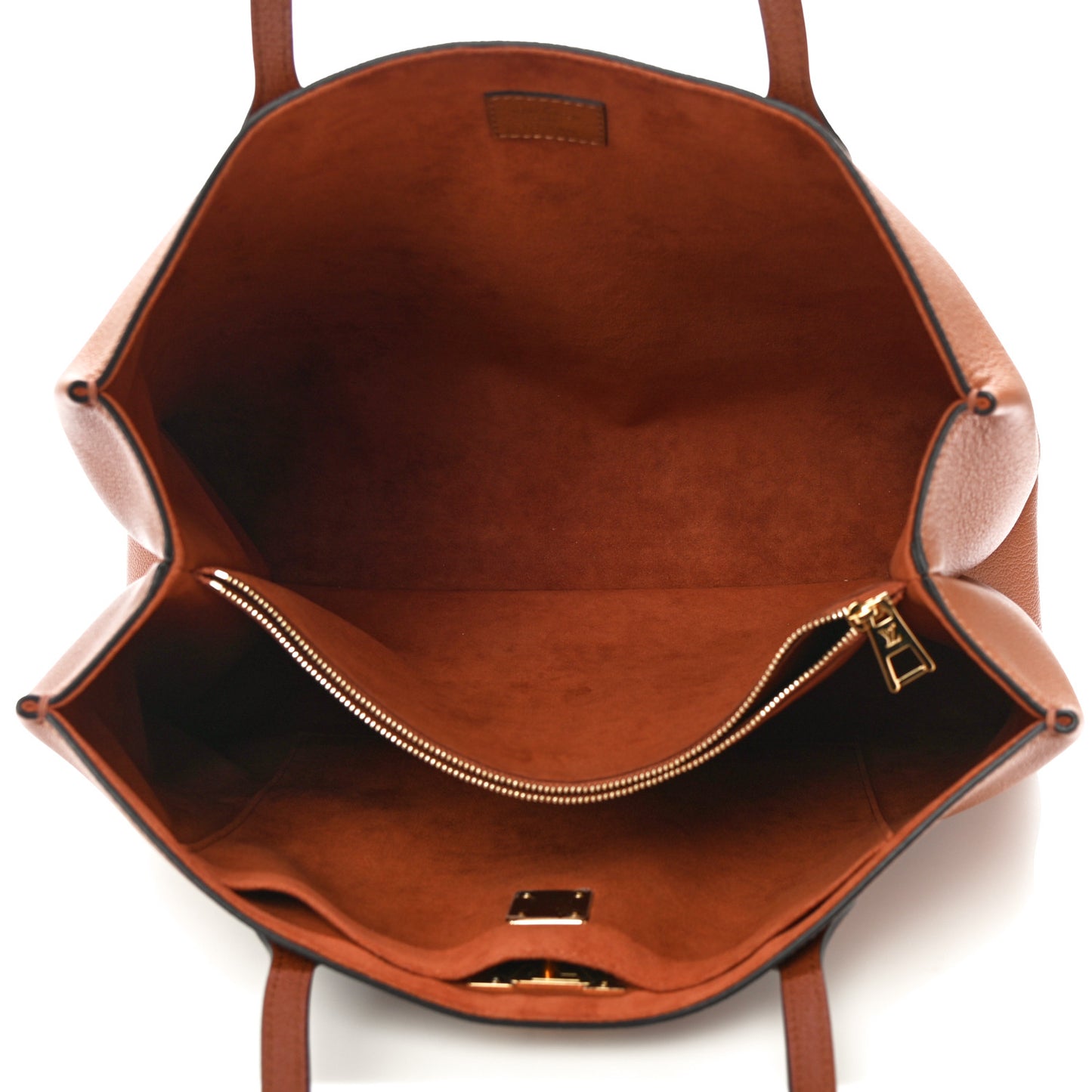 Grained Calfskin Lockme Shopper Chataigne