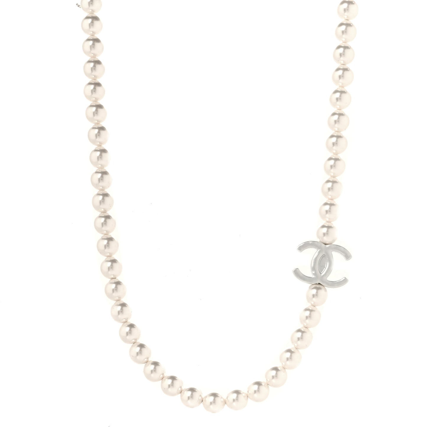 Pearl Resin CC Choker Necklace Pearly White Silver