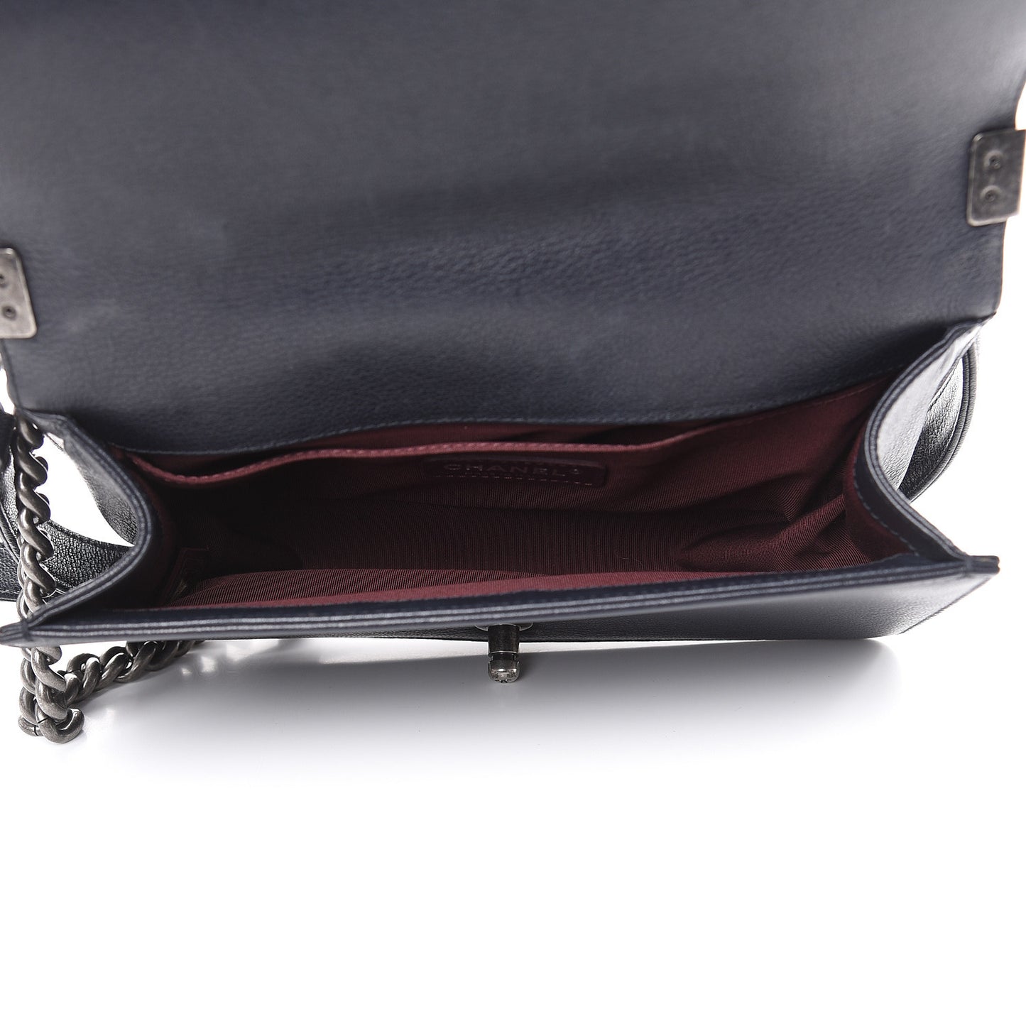 Goatskin Quilted Patent Medium Duo Boy Flap Black