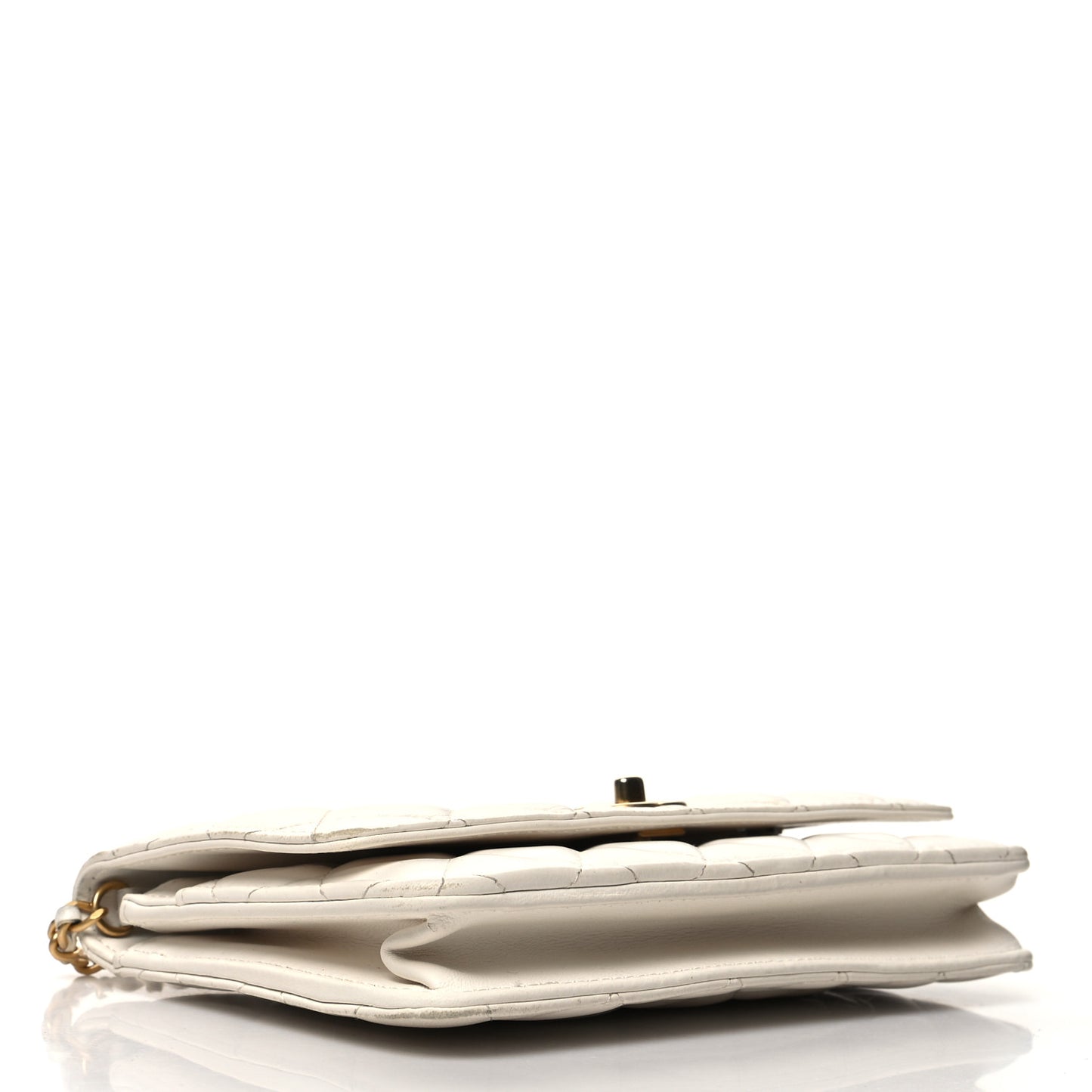 Lambskin Quilted CC Pearl Crush Wallet on Chain WOC White