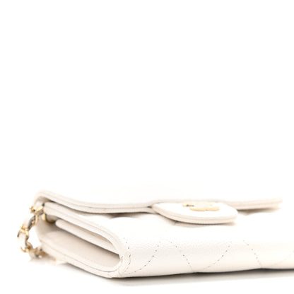 Chanel Caviar Quilted Flap Card Holder On Chain White 9 of 11