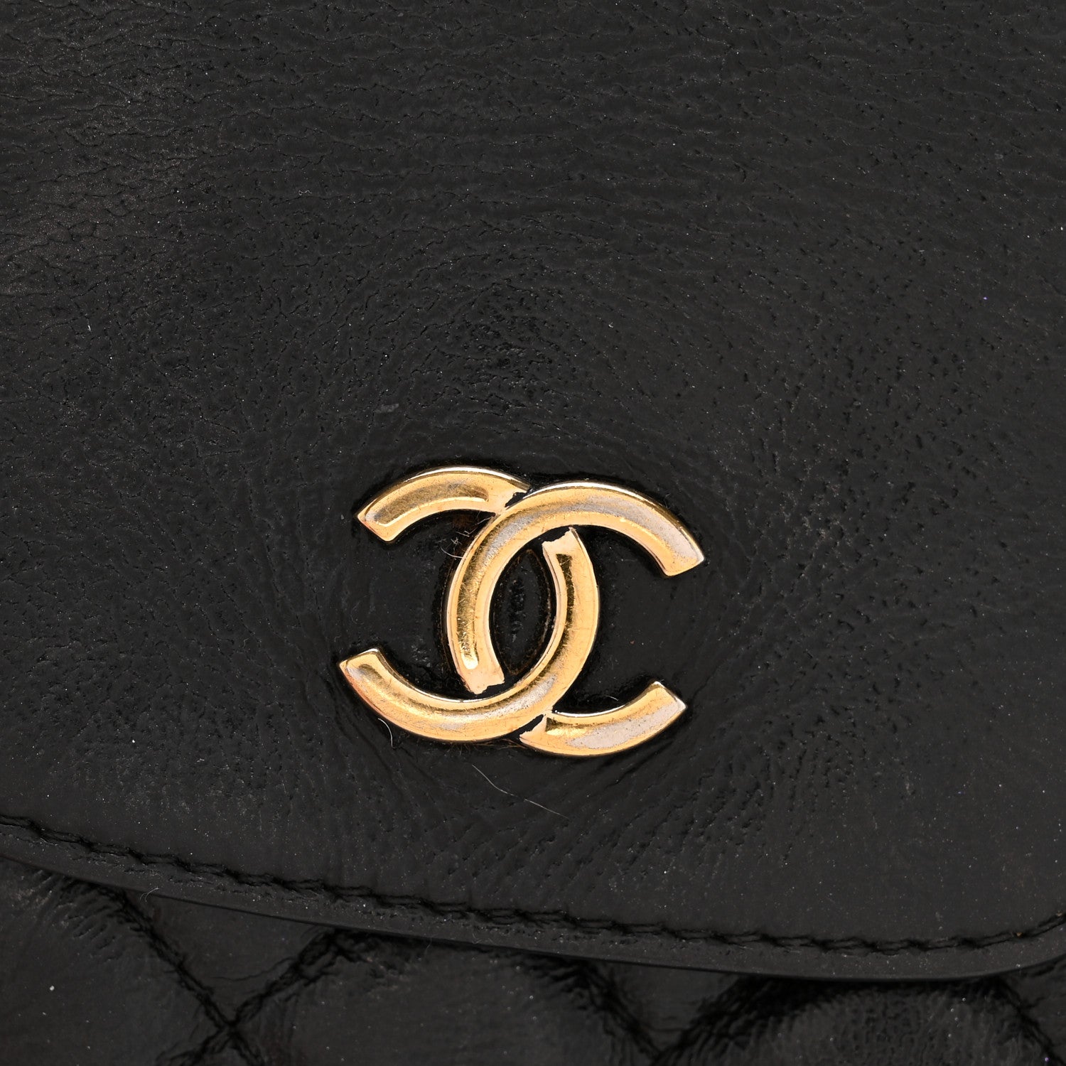 Chanel Glazed Calfskin Quilted Double Pocket Crossbody Flap Black 14 of 15