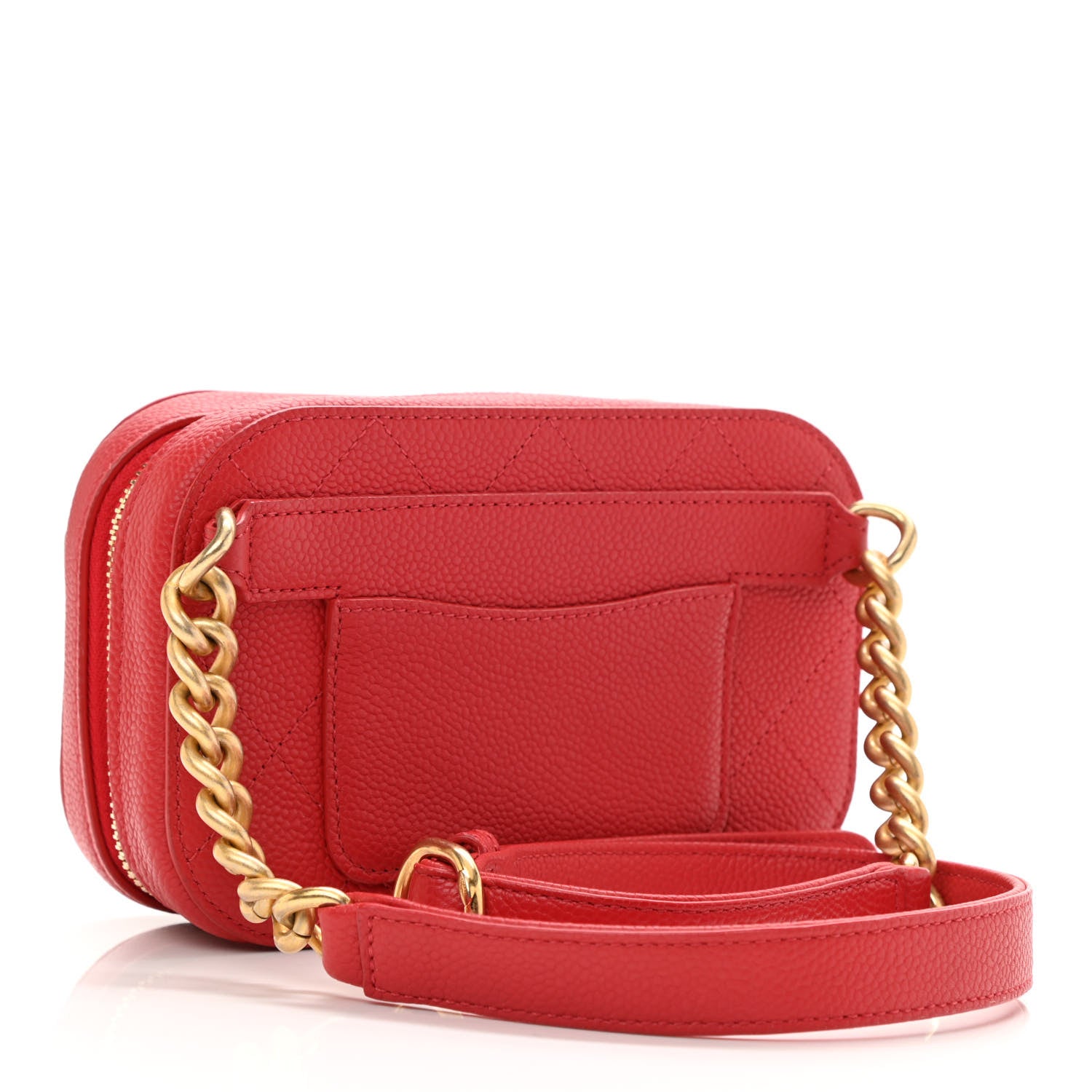 Chanel Grained Calfskin Quilted Waist Bag Red 2 of 9