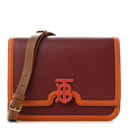 Burberry Smooth Calfskin Monogram Medium TB Bag Burgundy Multicolor 1 of 9