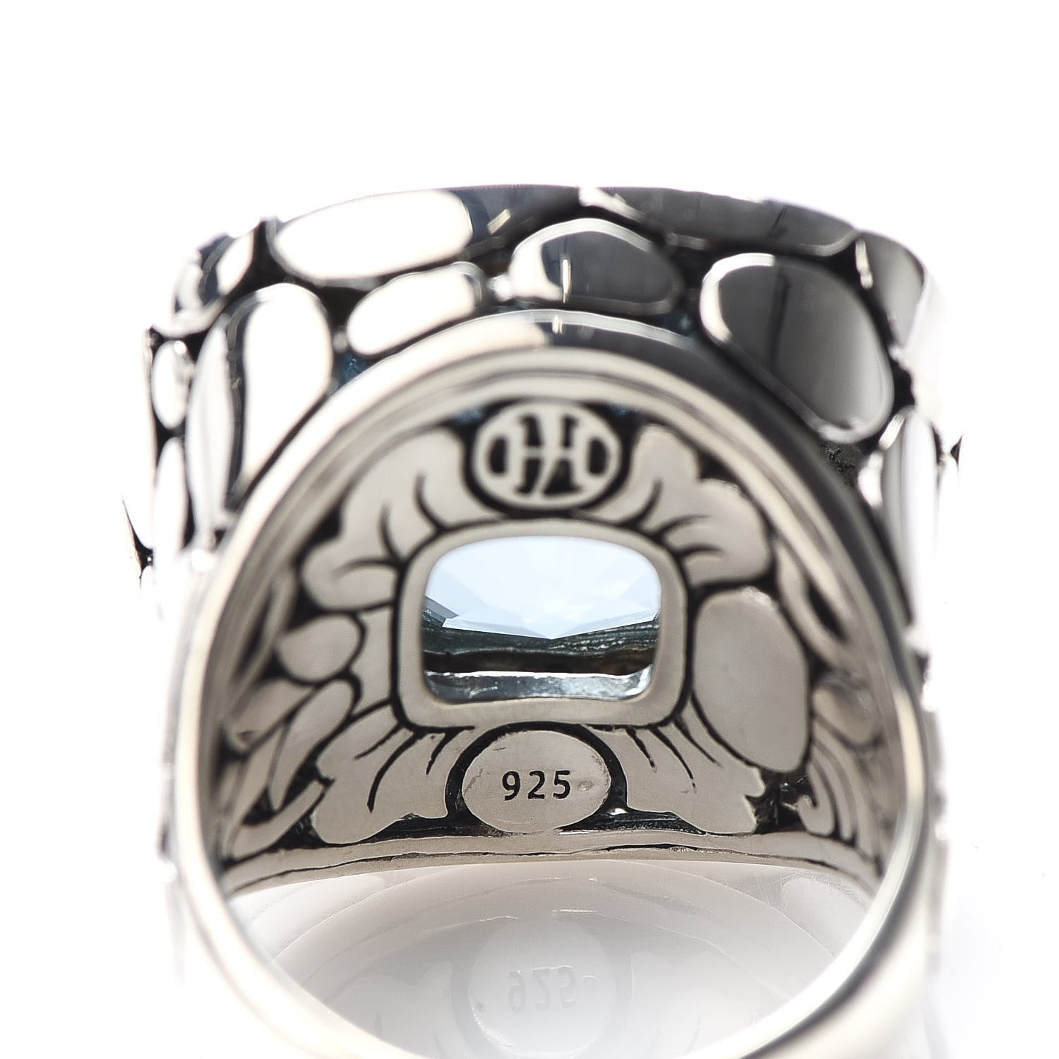 John Hardy Sterling Silver Blue Topaz Large Batu Kali Square Ring 55 7.25 5 of 5