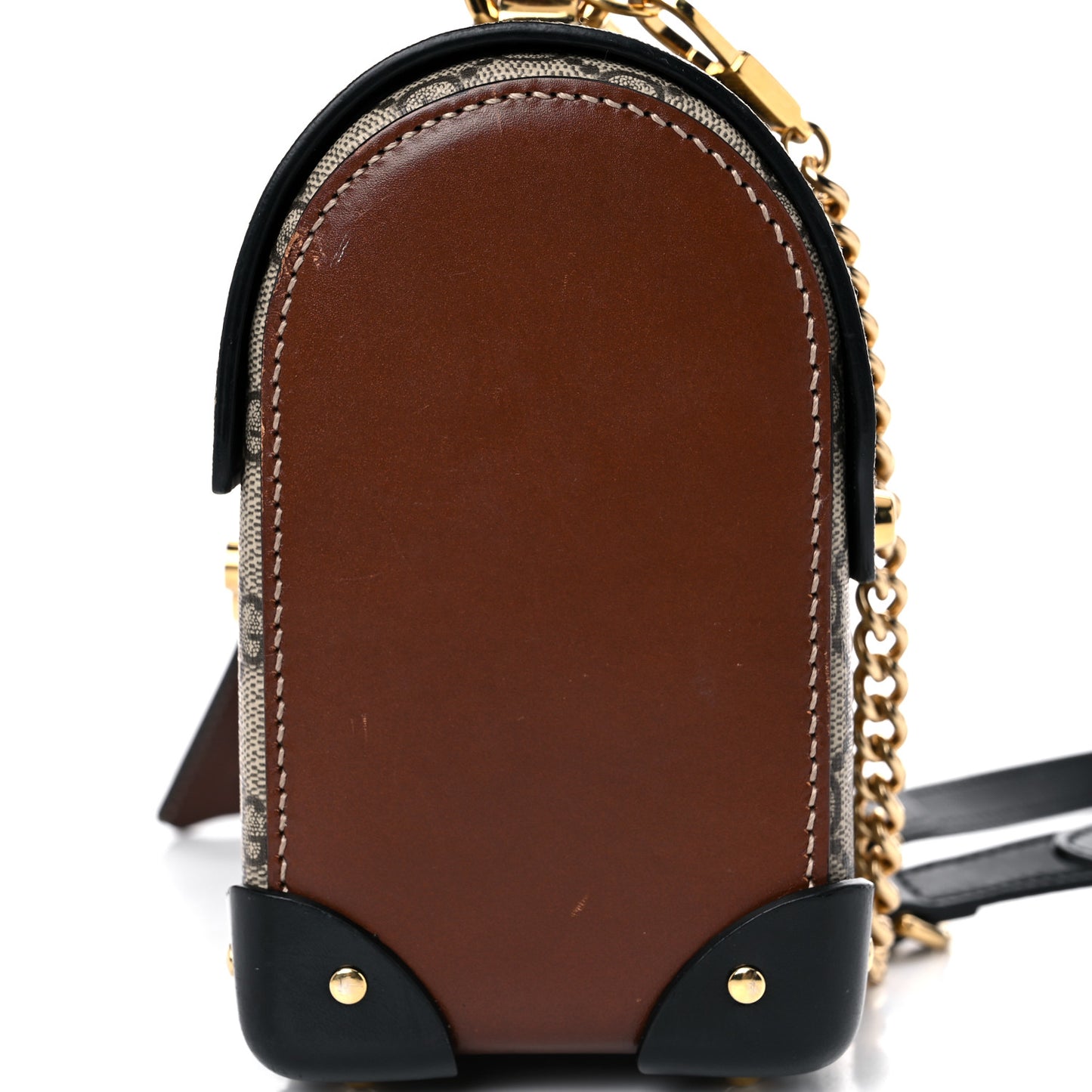GG Supreme Monogram Small Padlock Bamboo Shoulder Bag Beige Black Cuir