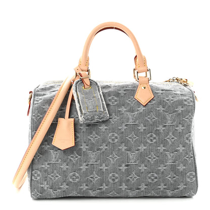 Louis Vuitton Monogram Denim Speedy Soft 30 Washed Gray 1 of 9