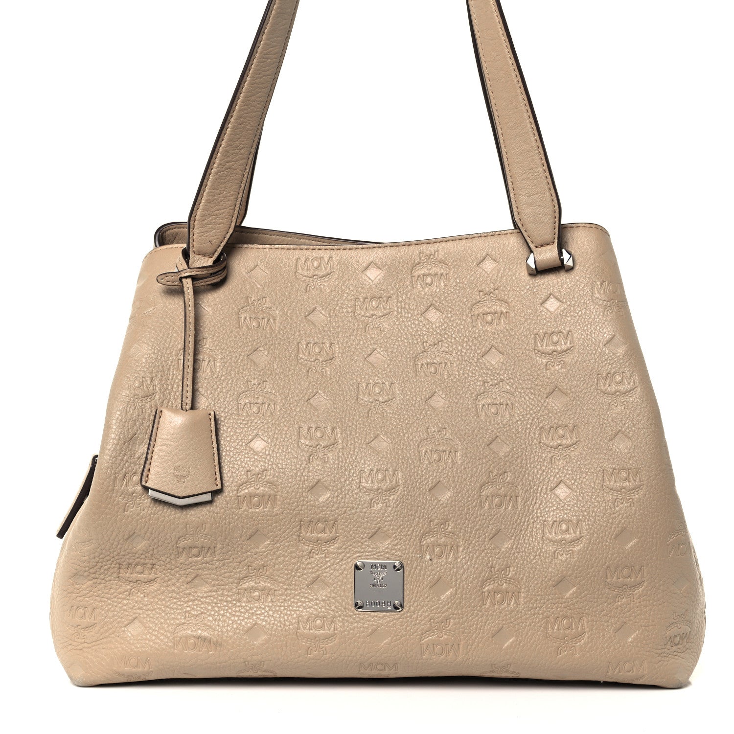 MCM Calfskin Ottomar Monogram Essential Hobo New Beige 8 of 10