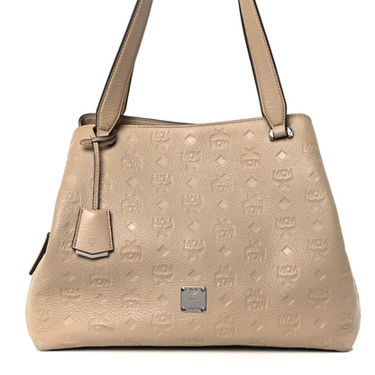 MCM Calfskin Ottomar Monogram Essential Hobo New Beige 8 of 10