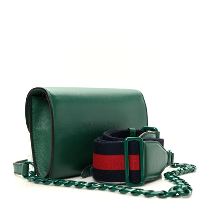 Gucci Azalea Calfskin Web Monochrome Mini Horsebit 1955 Chain Shoulder Bag Emerald 3 of 10