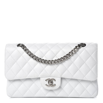 Chanel Caviar Quilted Medium Double Flap Bijoux Chain White 1 of 13
