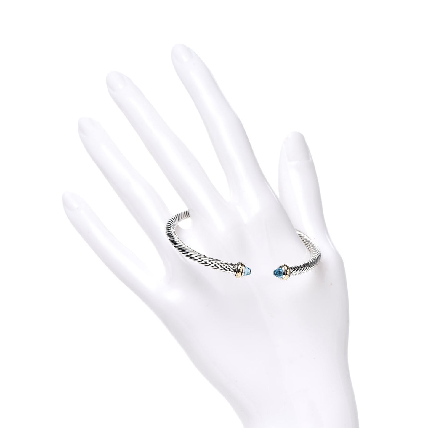 Sterling Silver 18K Yellow Gold Blue Topaz 4mm Cable Classics Bracelet