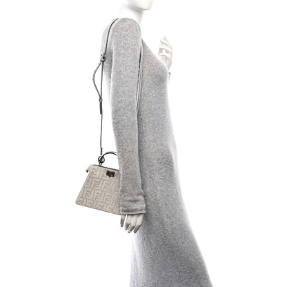 Fendi Crystal Vitello Laminato FF Petite Peekaboo I SEE U Satchel Crystal Argento 2 of 13