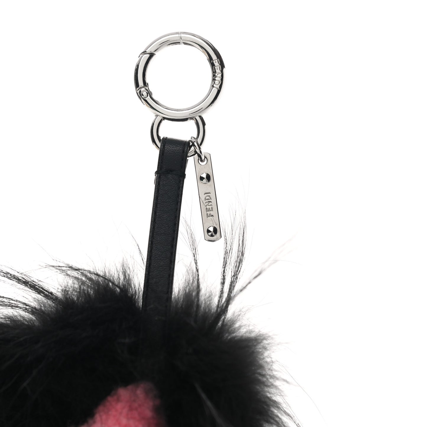 Fox Fur Shearling Crystal Pinky Punky Monster Bag Bug Charm Black Bubblegum