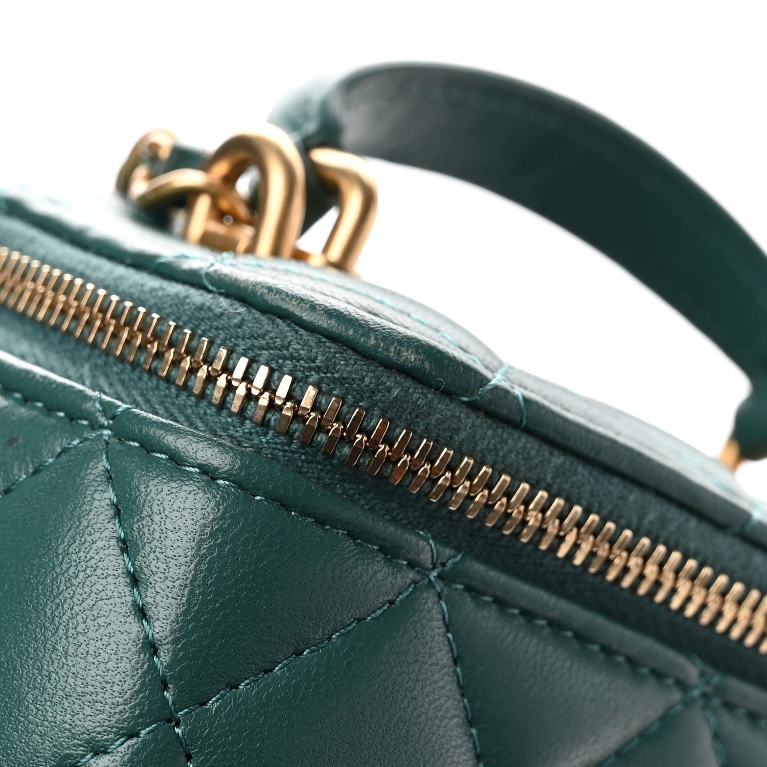 Chanel Lambskin Quilted Top Handle Mini Vanity Case With Chain Green 11 of 12