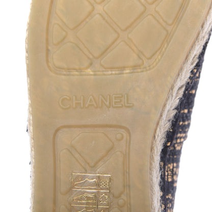 Chanel Metallic Tweed Grosgrain CC Espadrilles 42 Black Gold 8 of 10