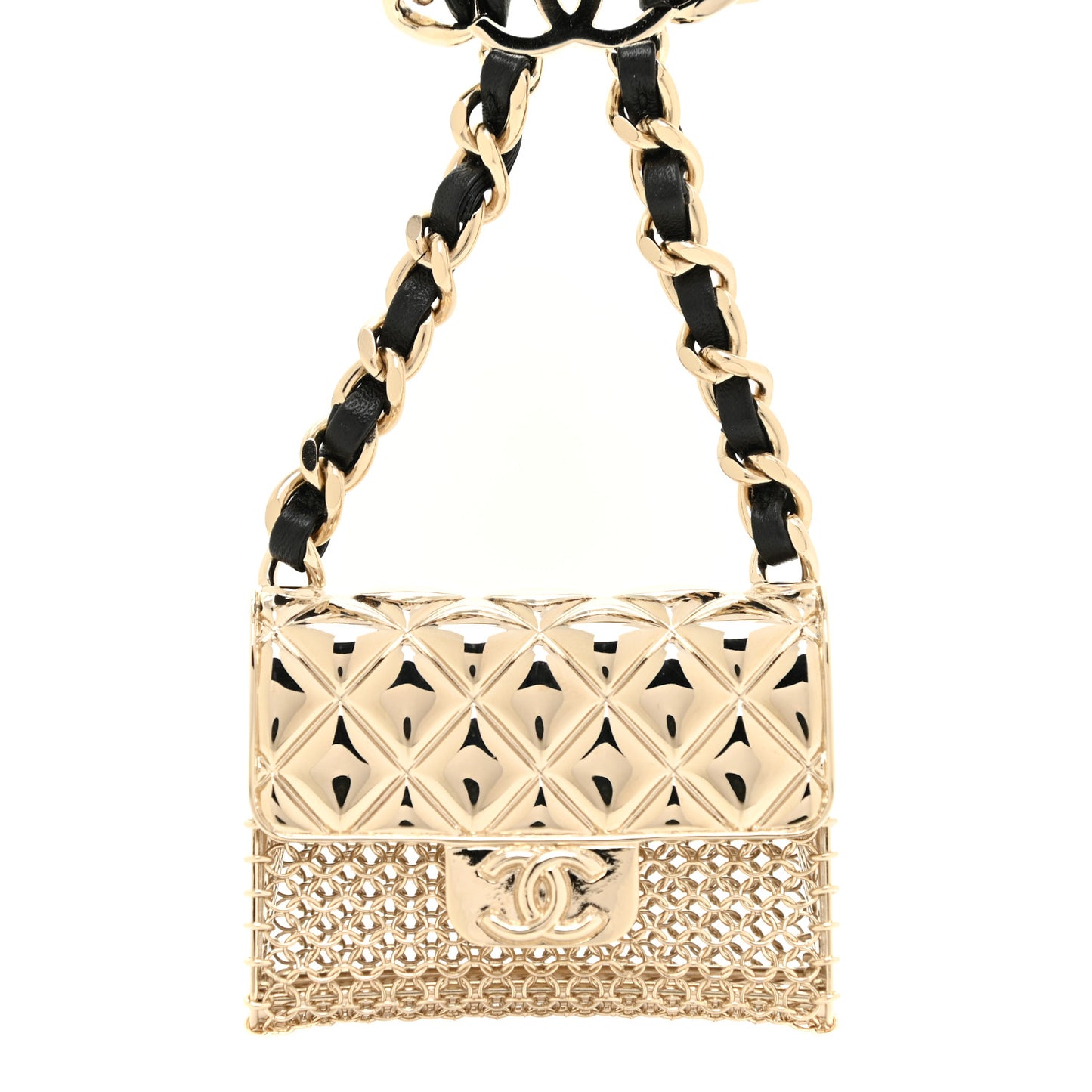 Lambskin Chain CC Flap Bag Belt 90 Black Gold