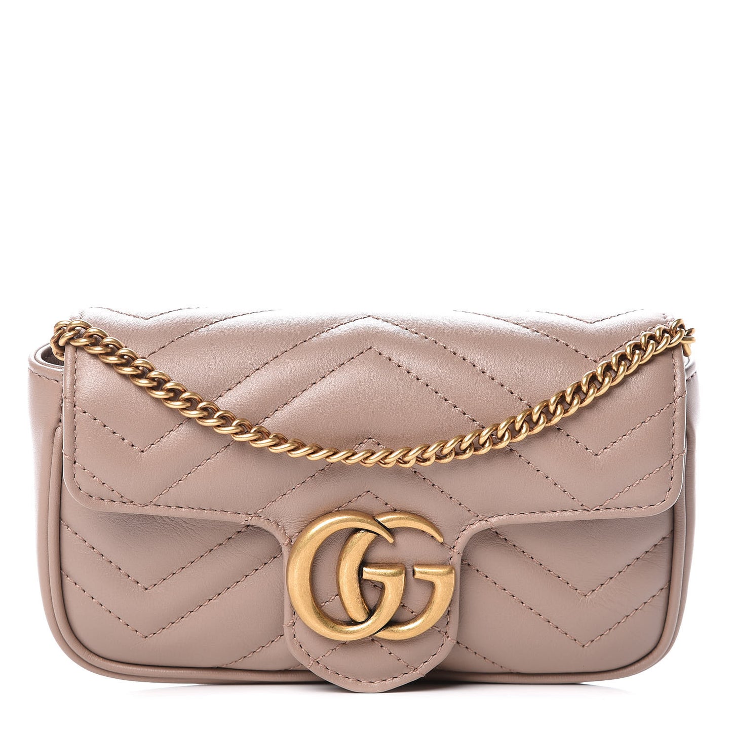 Calfskin Matelasse Super Mini GG Marmont Shoulder Bag Porcelain Rose