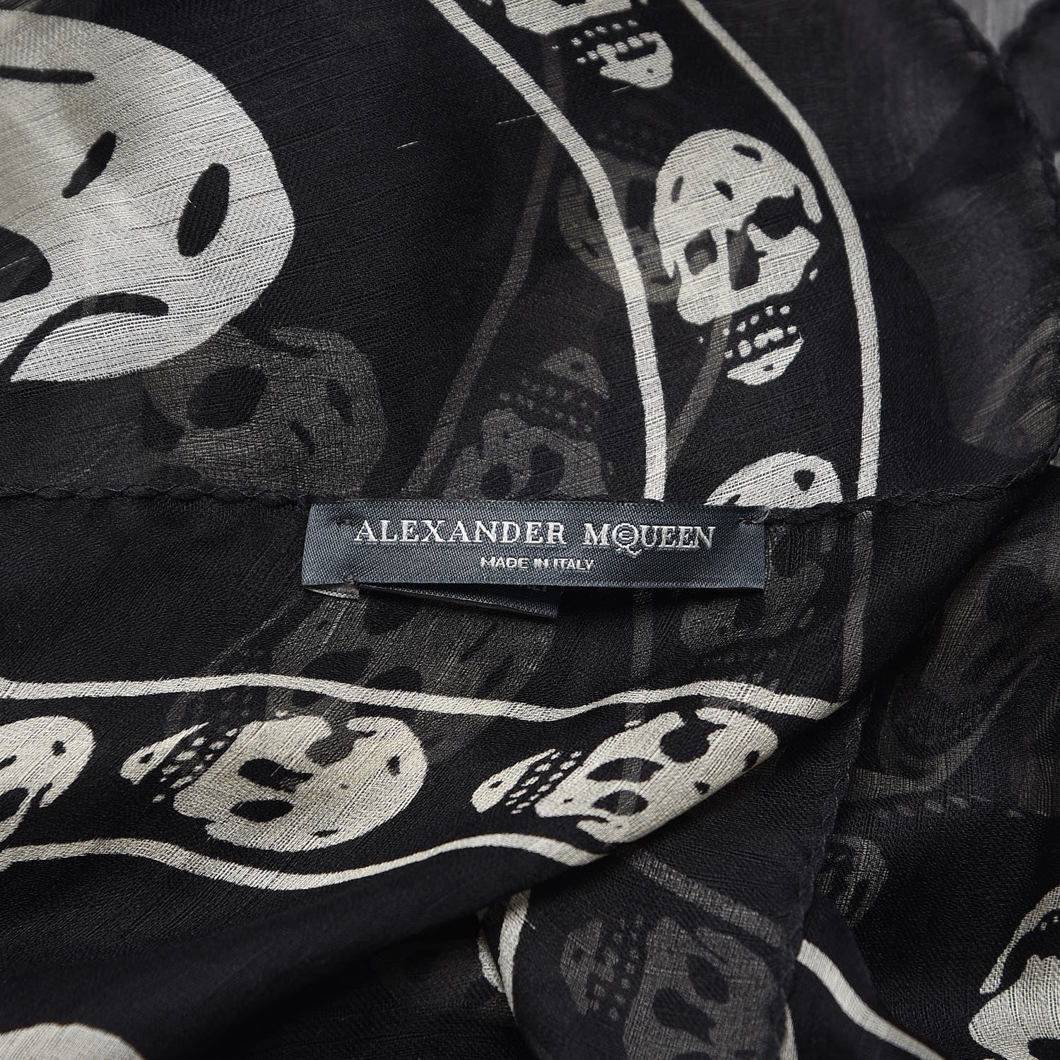 Alexander McQueen Silk Chiffon Skull Scarf Black Ivory 3 of 5