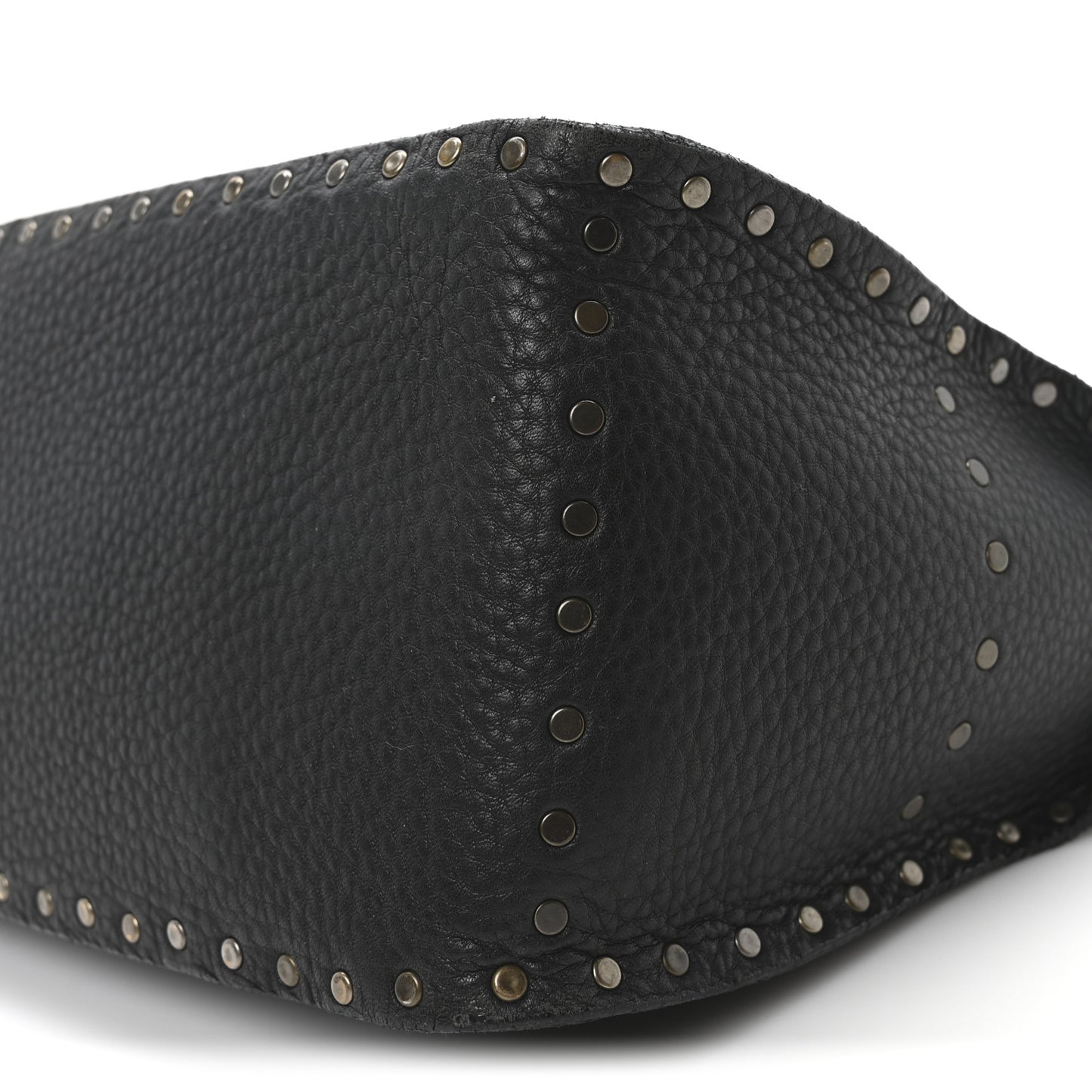 Pebbled Calfskin Studded Boogie Satchel Black