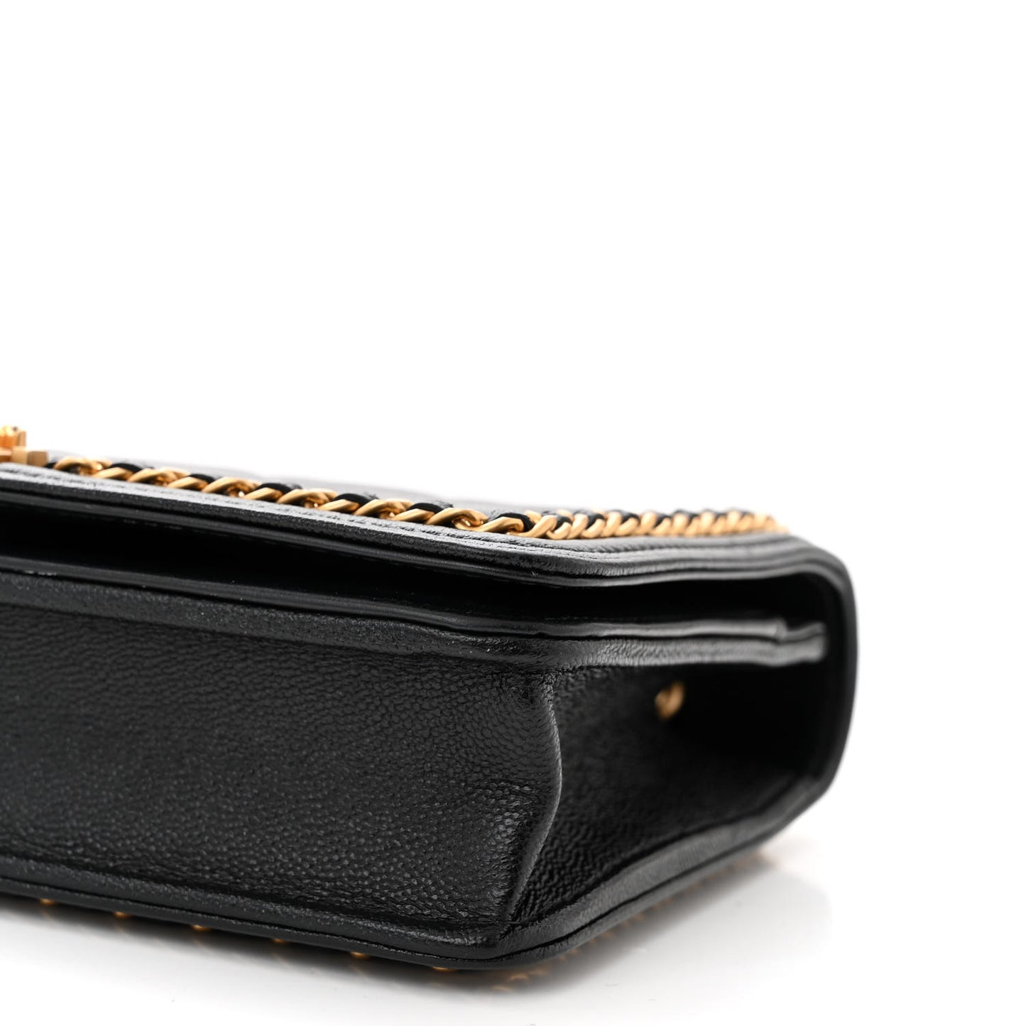 Caviar Quilted Chain Around Boy Wallet On Chain WOC Black