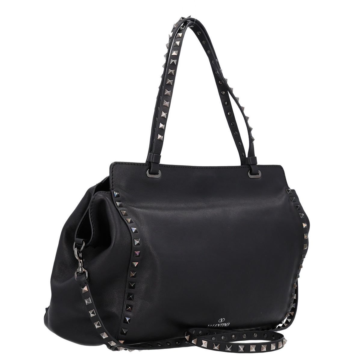 Vitello Medium Rockstud Tote Black