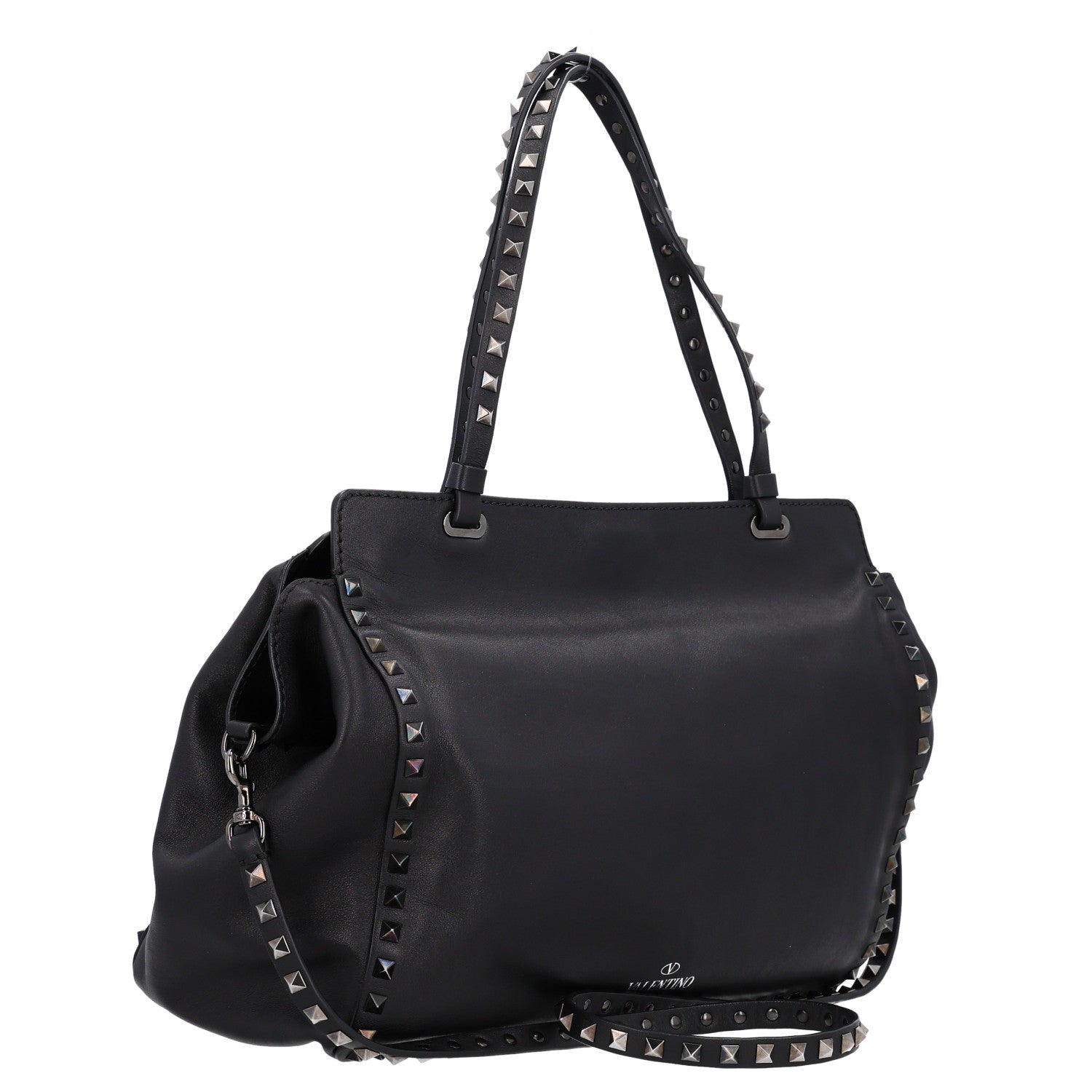 Valentino Garavani Vitello Medium Rockstud Tote Black 3 of 9
