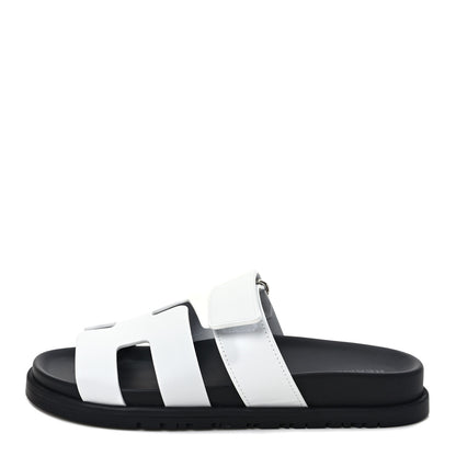 Hermes Calfskin Womens Chypre Sandals 36.5 White 1 of 9