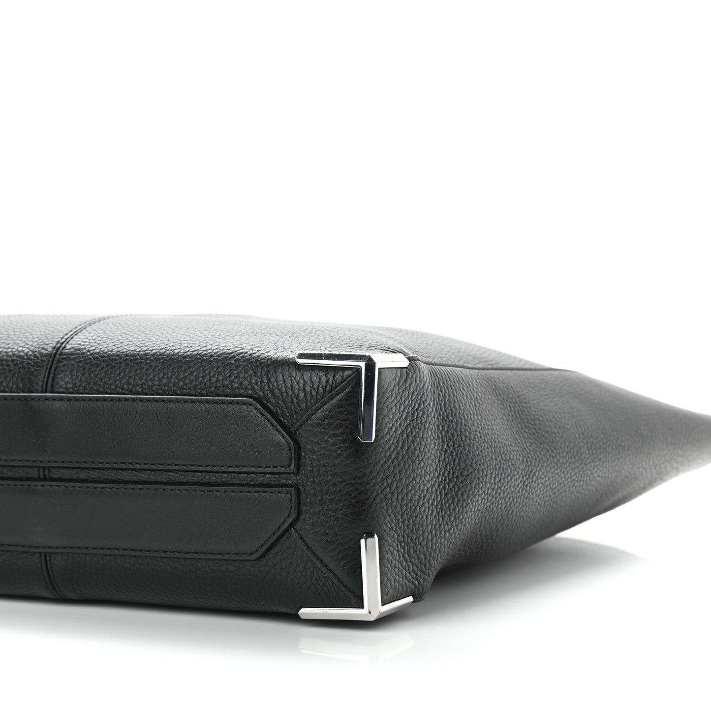 Pebbled Calfskin Large Prisma Skeletal Tote Black Silver Hardware