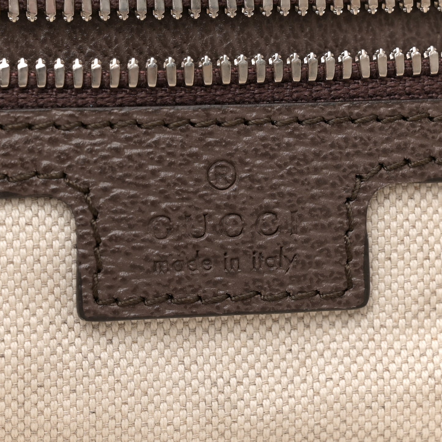 Canvas Logo Embossed Ophidia Tote Beige