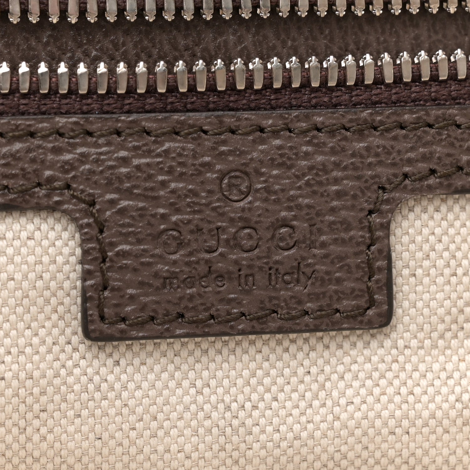 Gucci Canvas Logo Embossed Ophidia Tote Beige 6 of 10