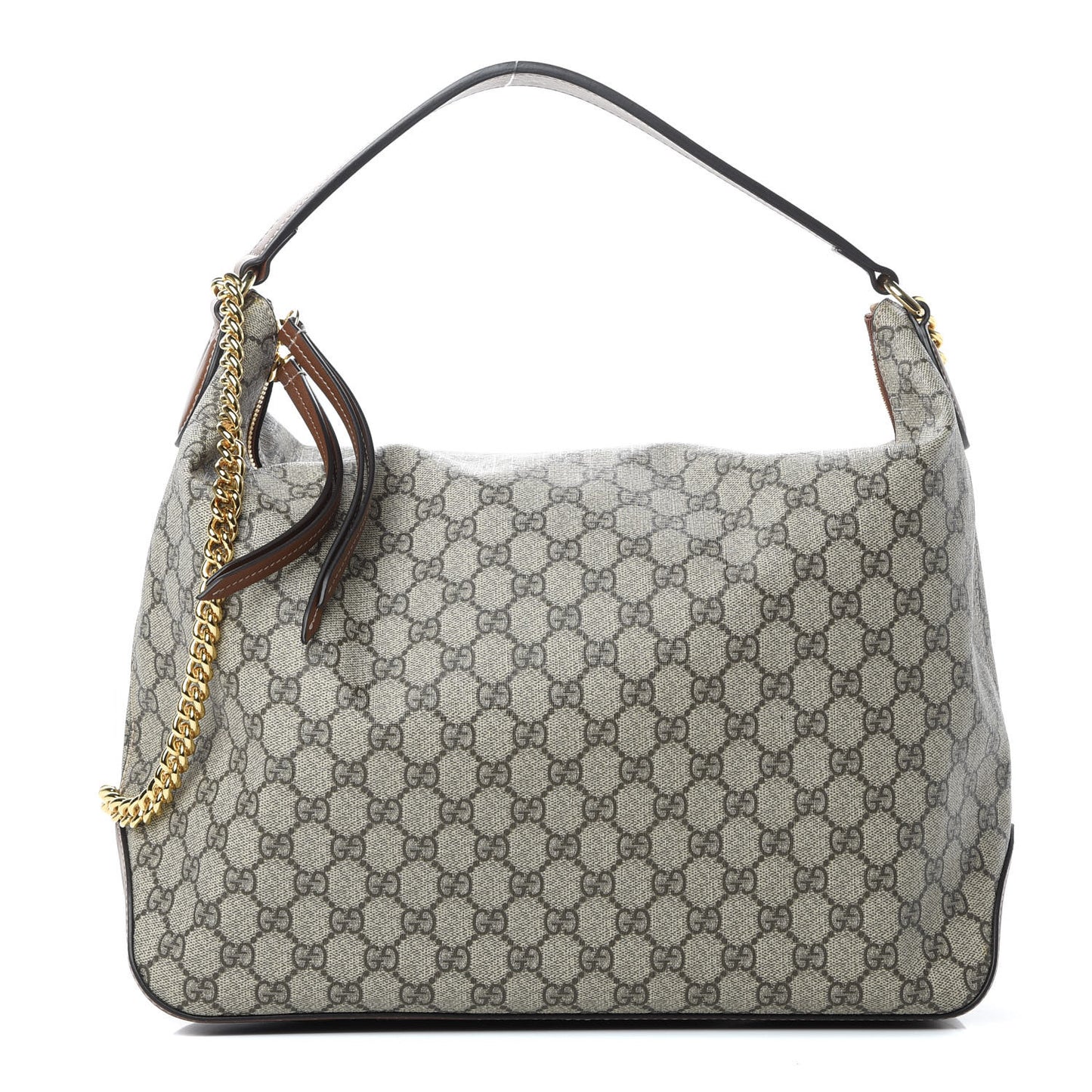 GG Supreme Monogram Large Linea A Hobo Light Brown