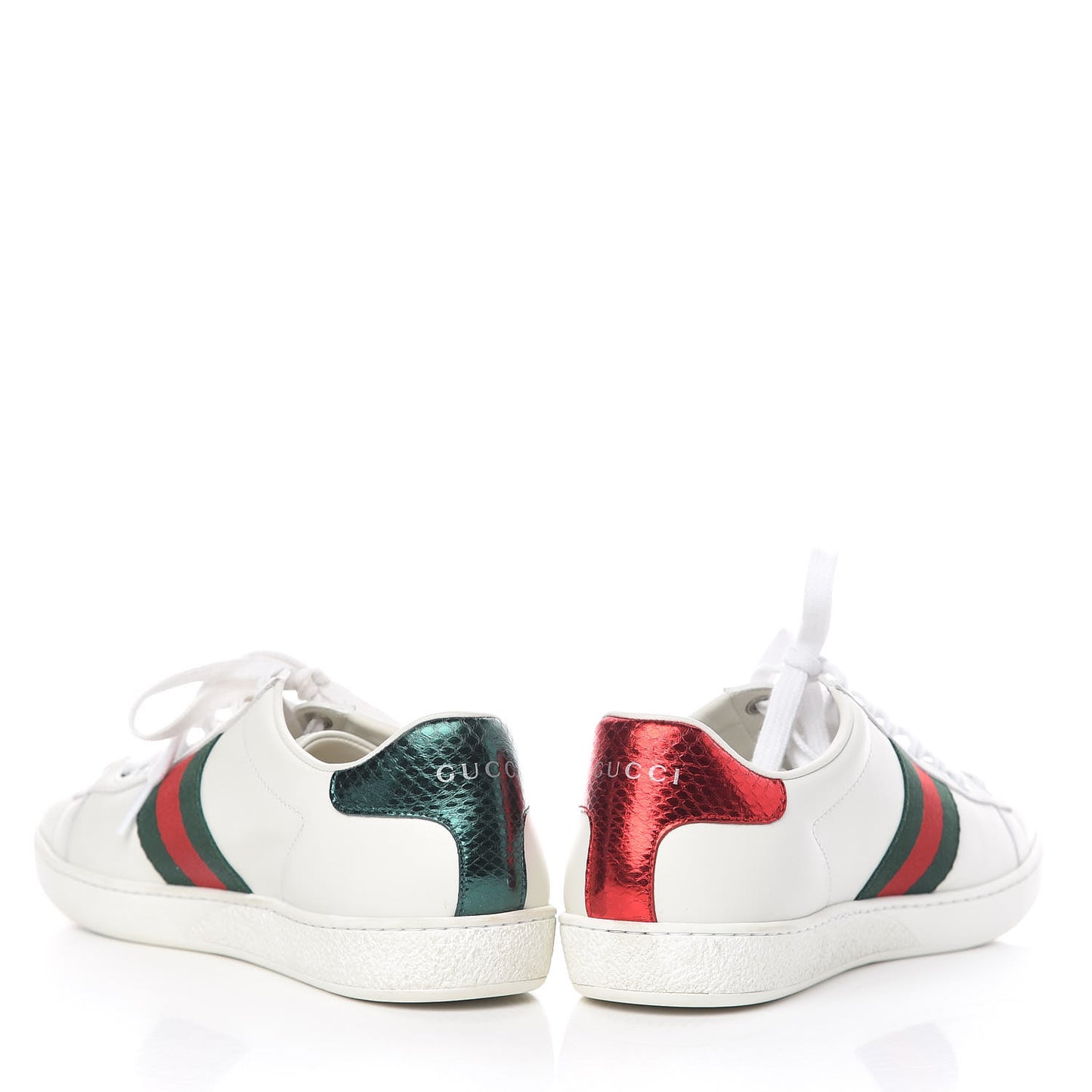 Calfskin Ayers Bee Embroidered Womens Ace Sneakers 37 White Green