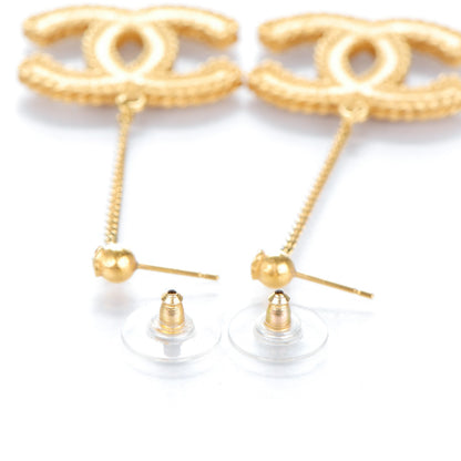Chanel CC Drop Earrings Matte Gold 3 of 5