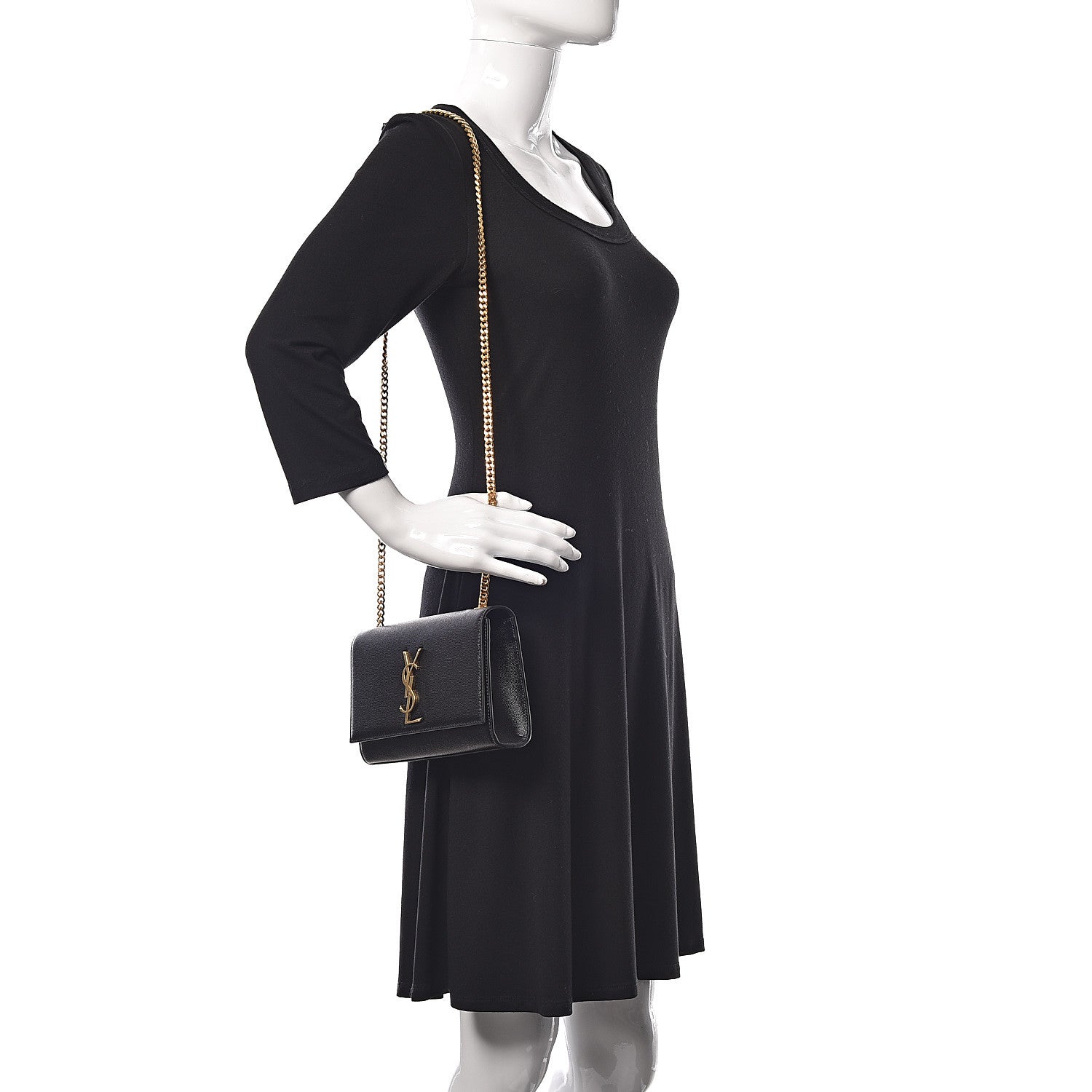 Saint Laurent Grain De Poudre Small Monogram Kate Satchel Black 2 of 10