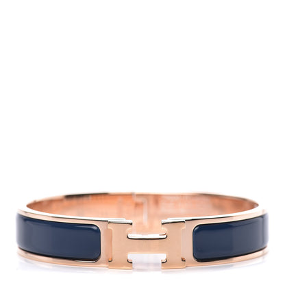 Hermes Narrow Enamel Clic Clac H Bracelet GM Bleu Biarritz 1 of 5