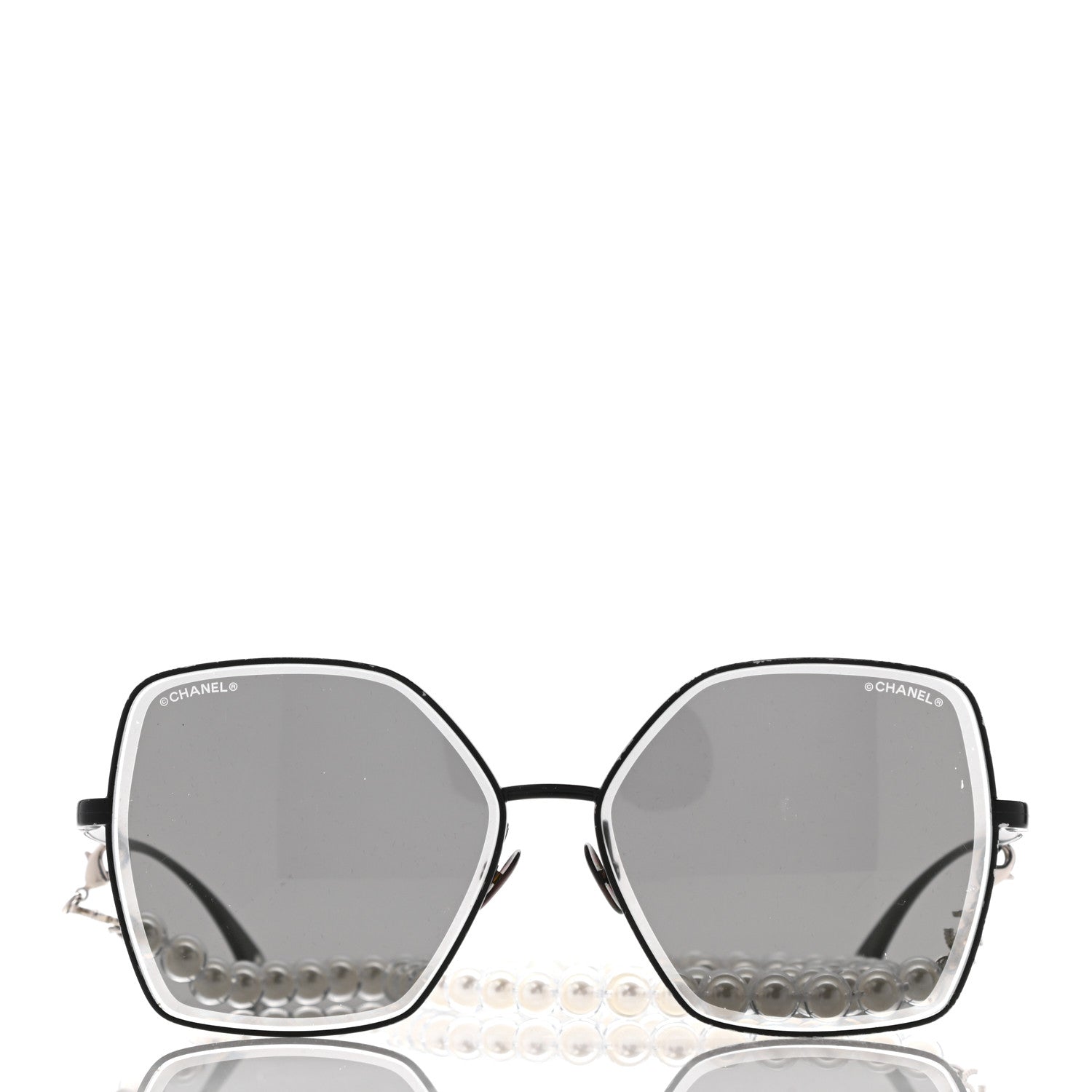 Chanel Metal Butterfly Removable Pearl Chain Sunglasses 4262 Black 2 of 8