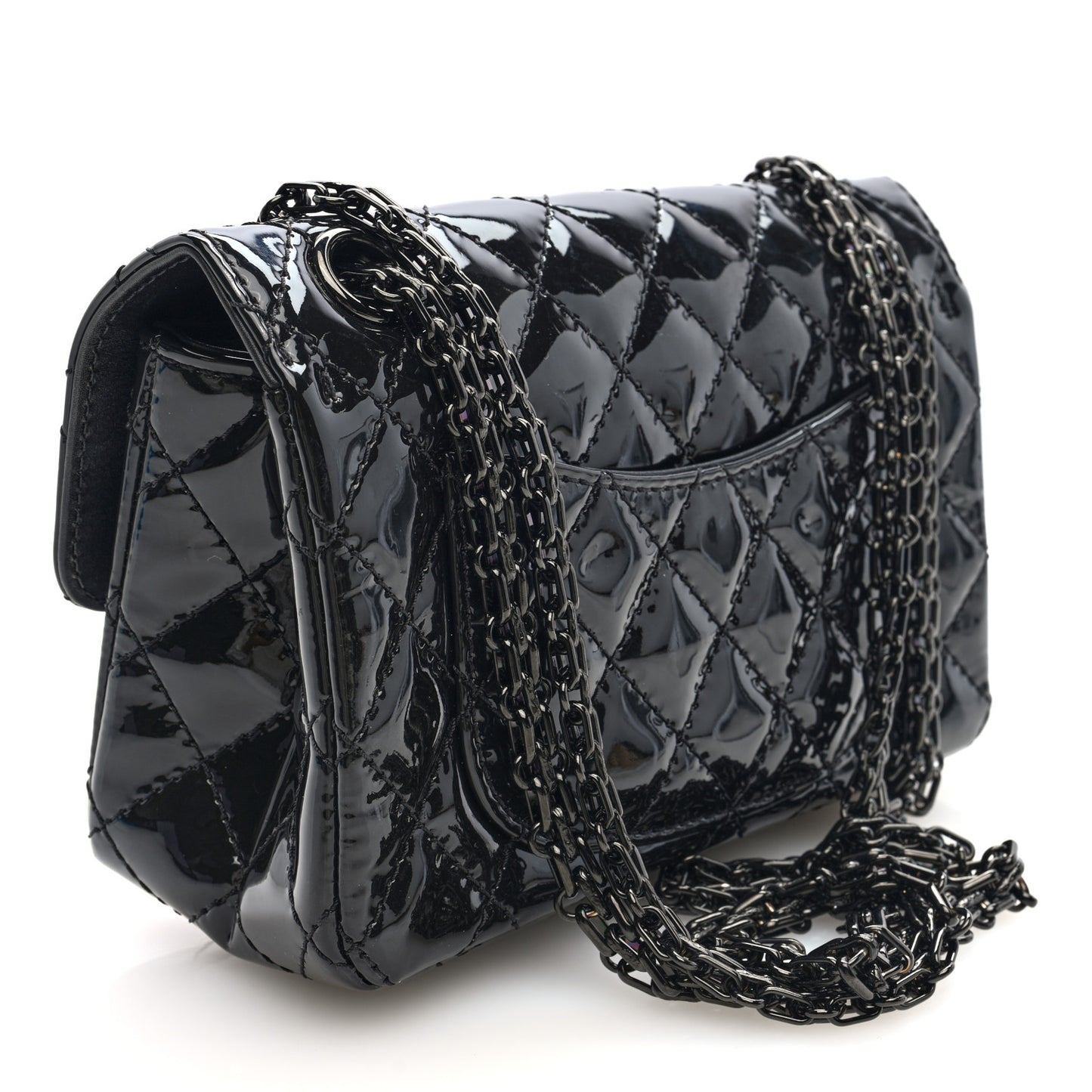Patent Calfskin Quilted 2.55 Reissue Mini Flap So Black