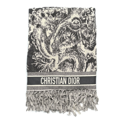 Christian Dior Cotton Toile De Jouy Reverse Towel Grey Ivory 1 of 4