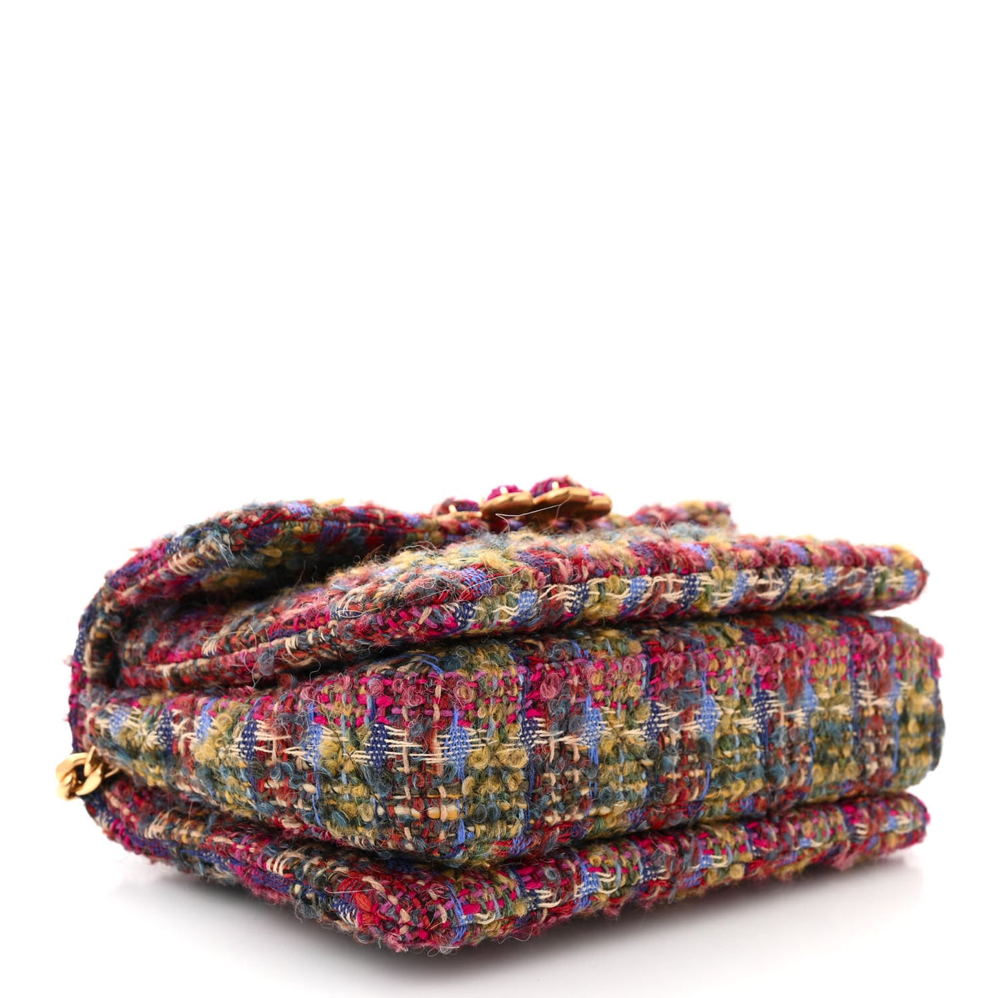 Wool Tweed Quilted Small Flap Khaki Red Pink Blue Green