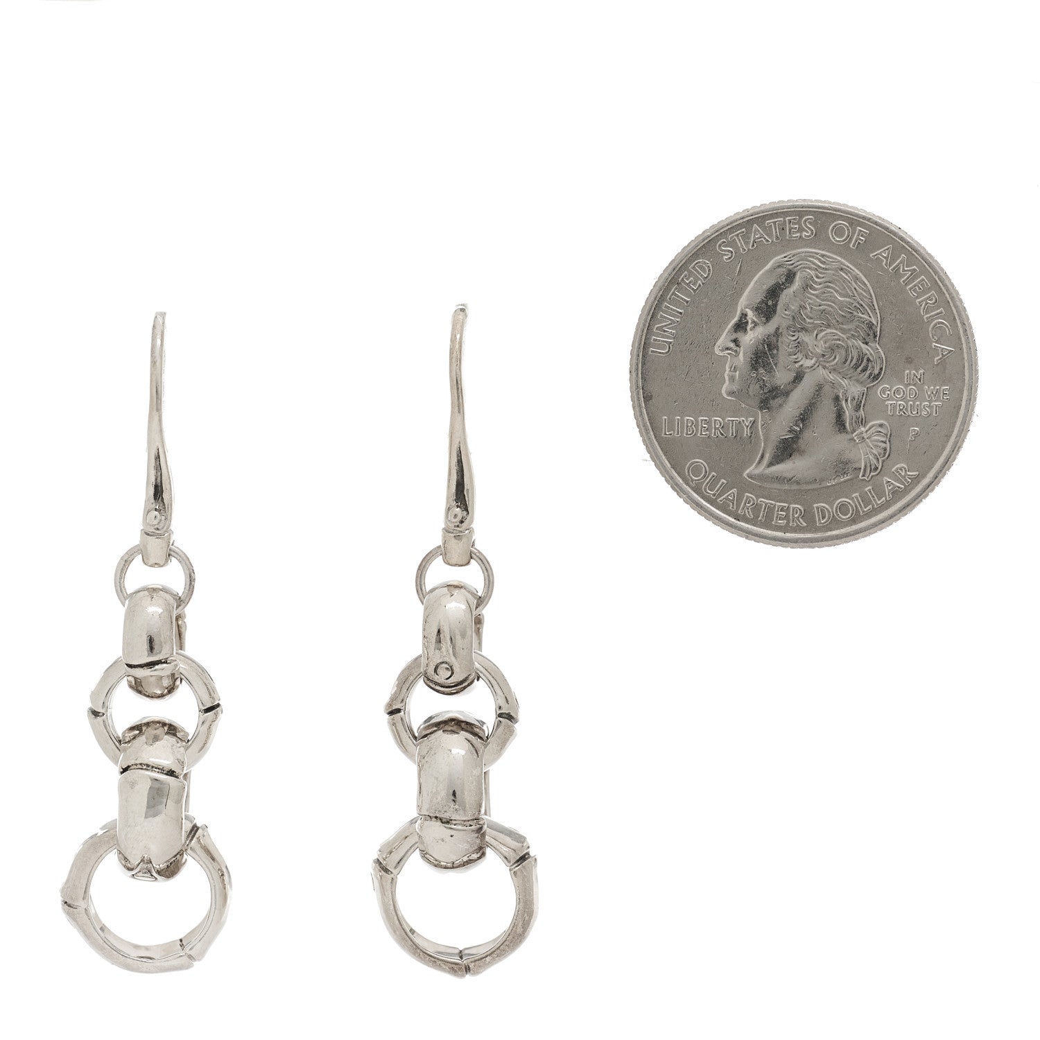 John Hardy Sterling Silver Bamboo Link Drop Earrings 2 of 7