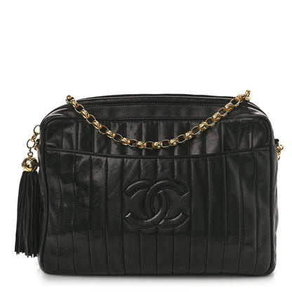 Chanel Lambskin Vertical Quilted Tassel Camera Case Black 1 of 9